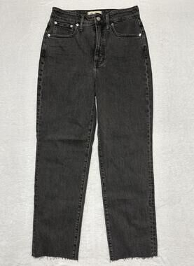 Madewell Curvy Perfect Vintage Straight Jeans Womens 28 Gray High Rise Raw Hem